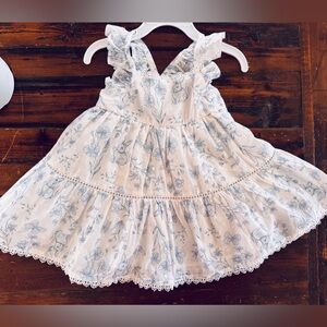 cupcakes & cashmere White and Light Blue Floral Tiered Dress